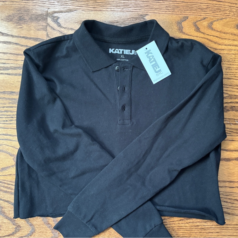 KatieJ Black Long Sleeve Polo